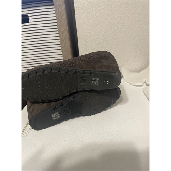 Eileen Fisher Kasana Chocolate Brown Knit Wedge Boots Mesh Stretch VNC 6.5 - Picture 7 of 11